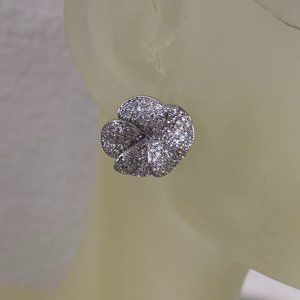 NWOT Silver Tone and Pave CZ Flower Earrings